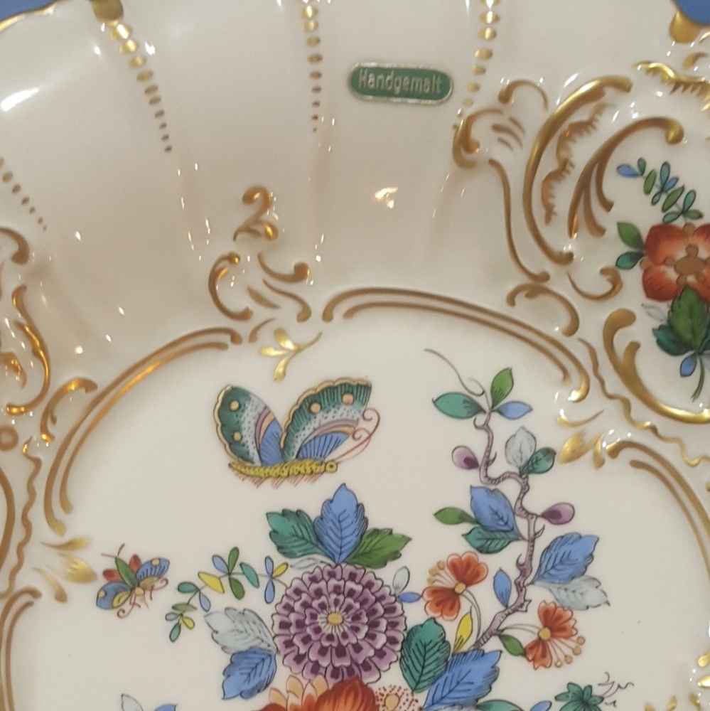 Handgemalt gold rim large plate